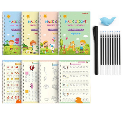 16Pcs Grooved Magic Practice Copybook Set Boys Girls Handwriting Book Practice