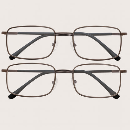 2 PACK Reading Glasses Mens Womens Metal Spring Hinge Square Frame Readers NEW