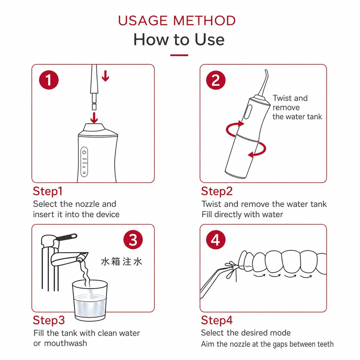 Deluxe Water Flosser Water Pick Cordless Oral Irrigator Dental Teeth Cleaner
