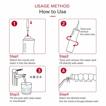 Deluxe Water Flosser Water Pick Cordless Oral Irrigator Dental Teeth Cleaner