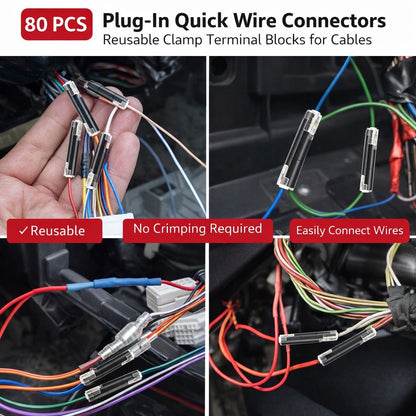 80 PCS Plug-In Quick Wire Connectors, Reusable Clamp Terminal Blocks for Cables