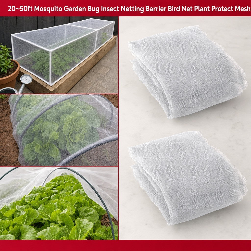 20-50ft Mosquito Garden Bug Insect Netting Barrier Bird Net Plant Protect Mesh