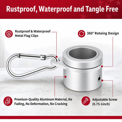 2PCS Flag Pole Ring Aluminum Alloy for 0.75-1 in  Pole 360° Rotating Tangle Free