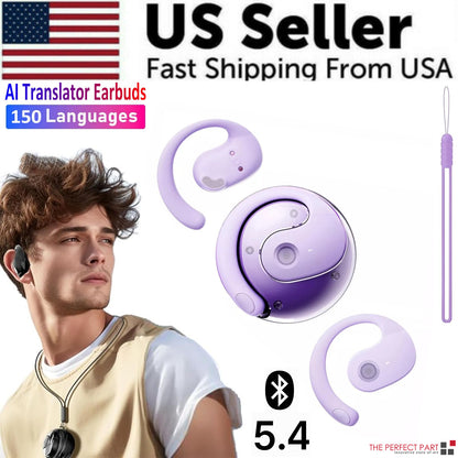 Translator Earbuds 150 Languages Real Time Translation Bluetooth 5.4 Headset US