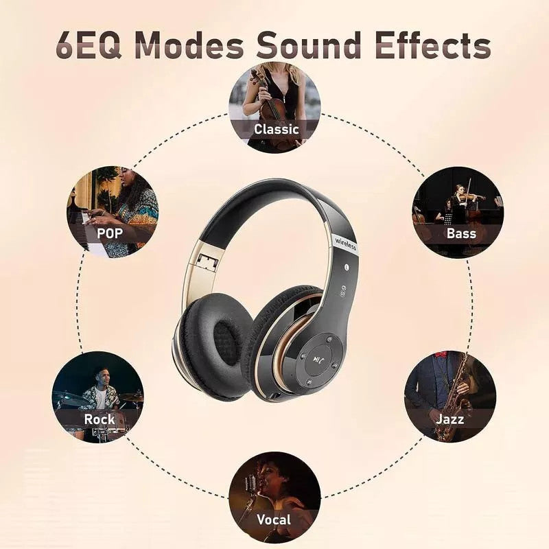 Wireless Headphones Bluetooth Noise Cancelling Stereo Earphones Over Ear Headset