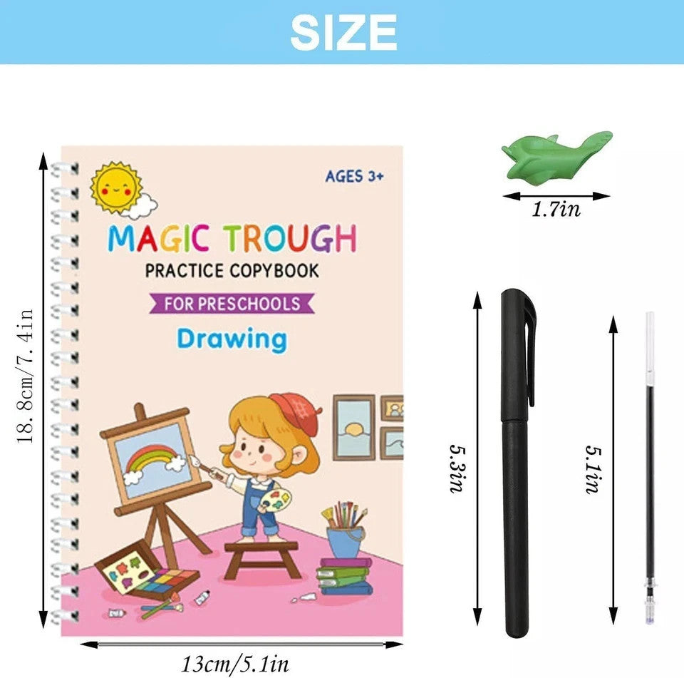16Pcs Grooved Magic Practice Copybook Set Boys Girls Handwriting Book Practice