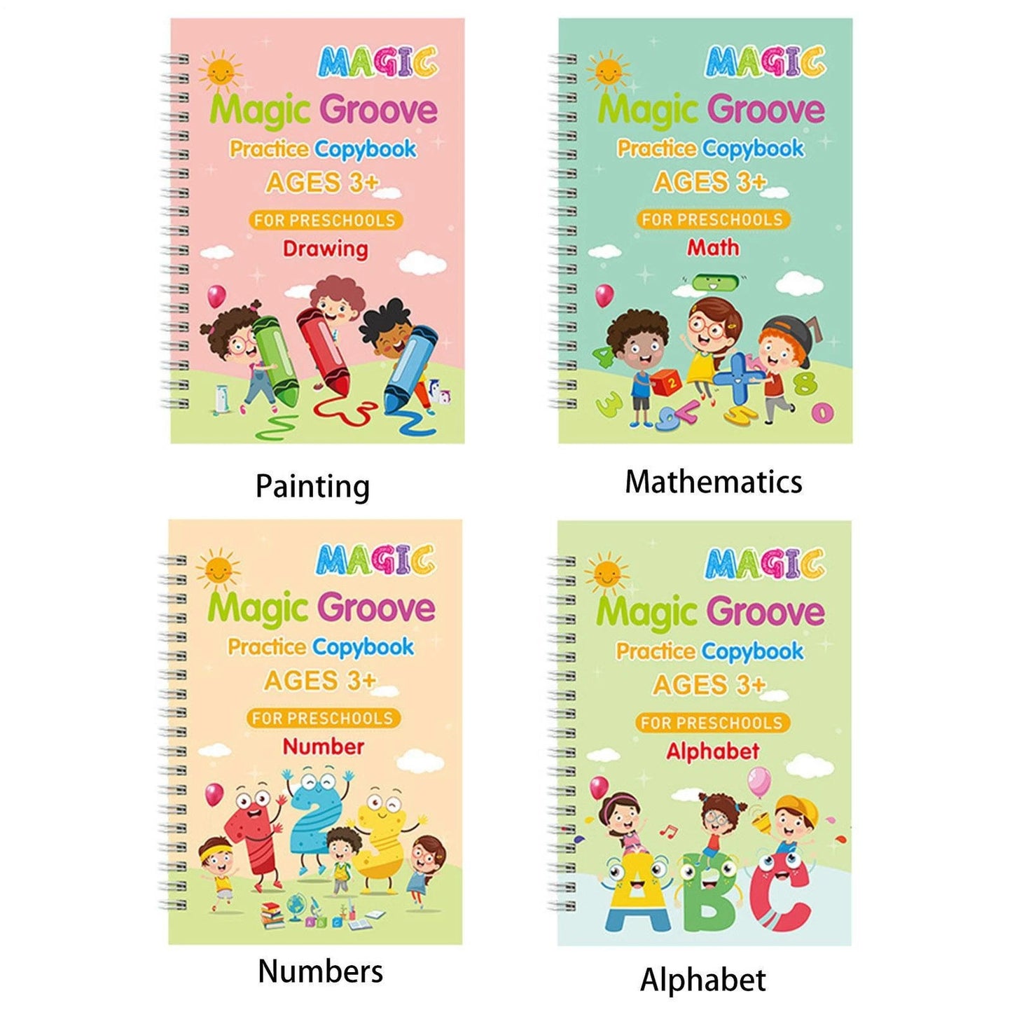 16Pcs Grooved Magic Practice Copybook Set Boys Girls Handwriting Book Practice