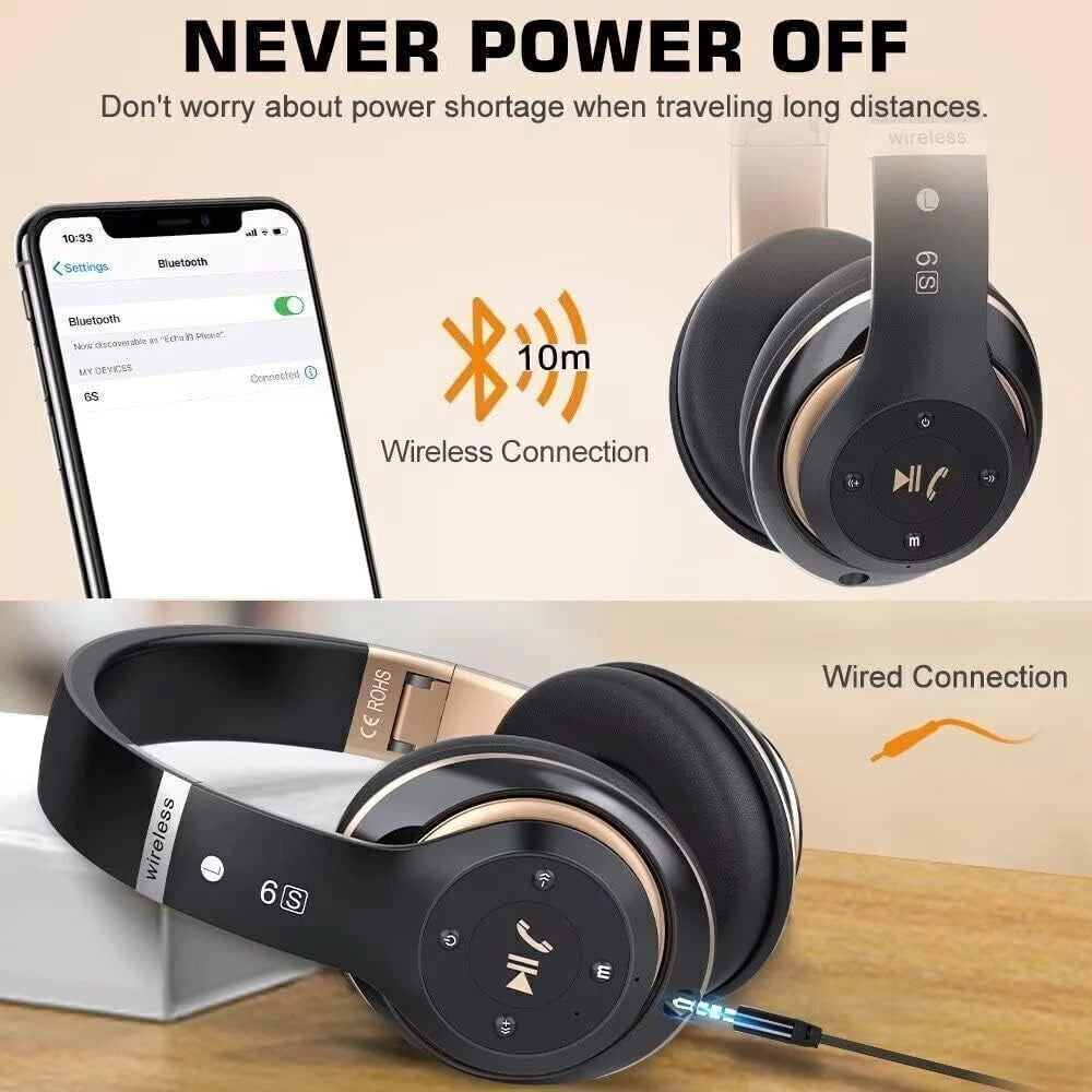Wireless Headphones Bluetooth Noise Cancelling Stereo Earphones Over Ear Headset