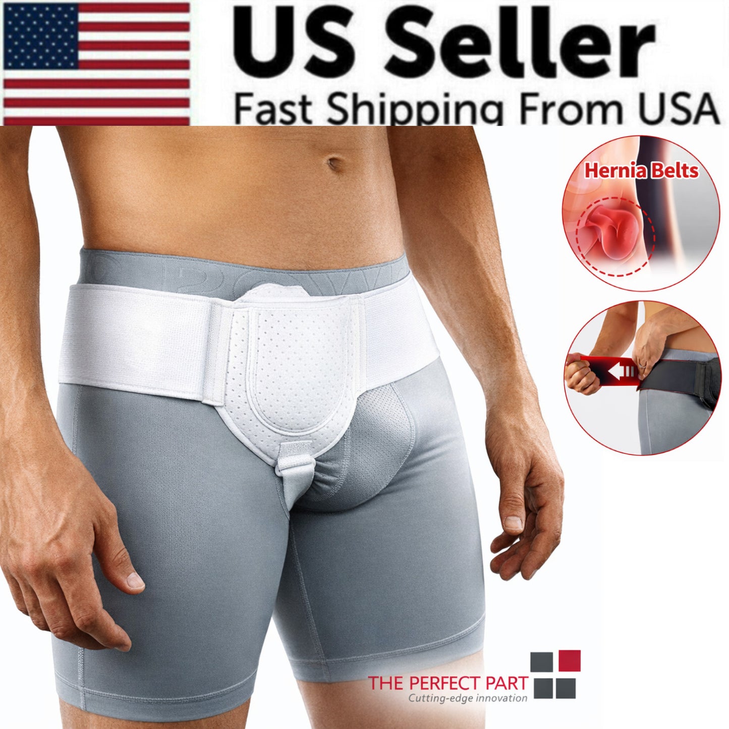 Inguinal Hernia Belt Men Post Surgery Support Truss Groin Adjustable Straps Band