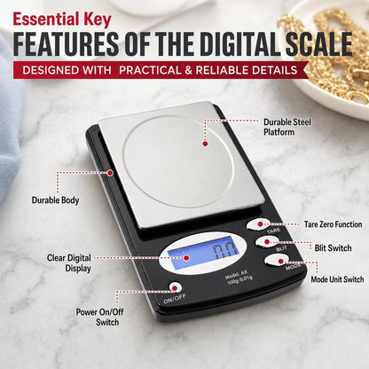 Pocket 100g x 0.01g Digital Jewelry Gold Coin Gram Balance Weight Precise Scale