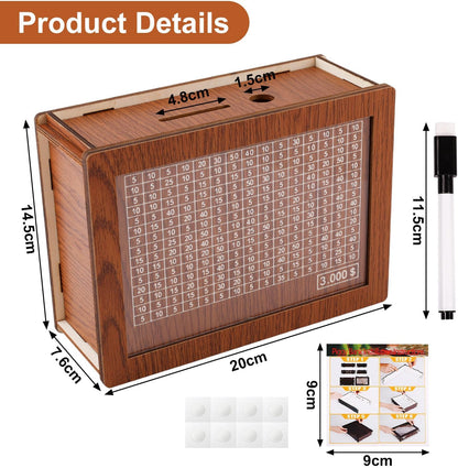 Cash Vault Wooden Savings Box Wooden Cash Saver Money Saving Box With Countdown