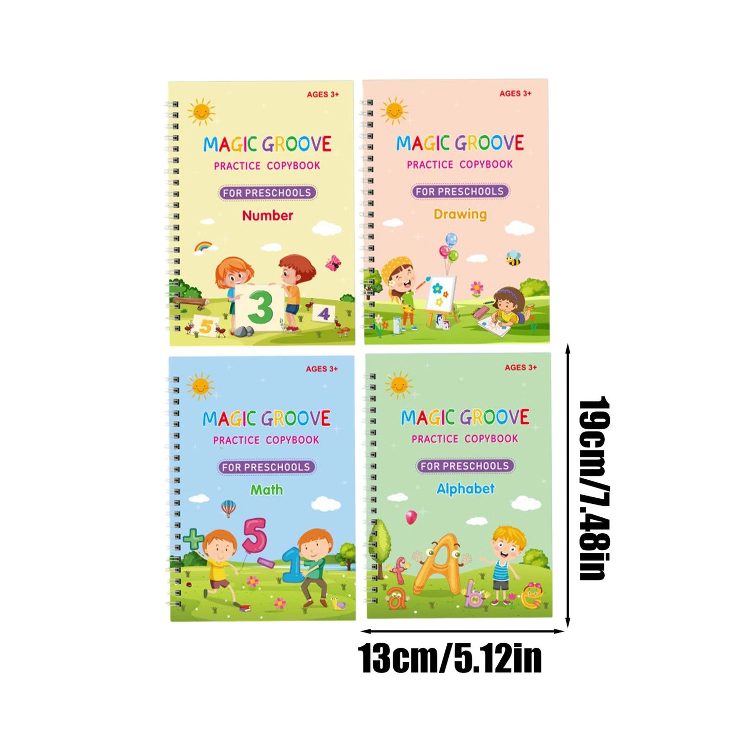 16Pcs Grooved Magic Practice Copybook Set Boys Girls Handwriting Book Practice