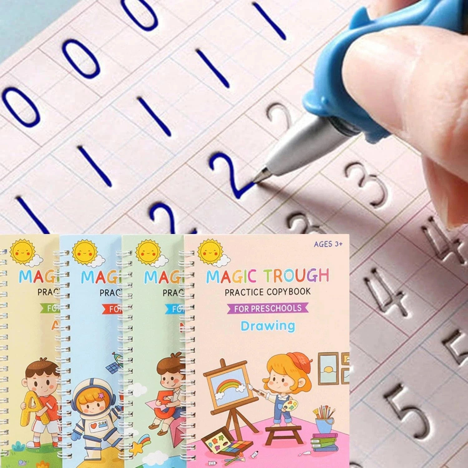16Pcs Grooved Magic Practice Copybook Set Boys Girls Handwriting Book Practice
