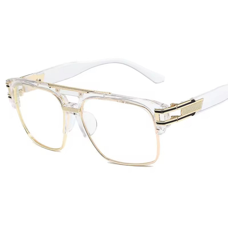 Men's Sunglasses Designer Fashion Square Clear Gold Frame Clear Lens Style W/Box