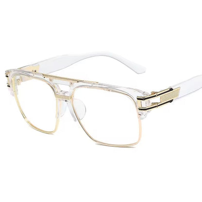 Men's Sunglasses Designer Fashion Square Clear Gold Frame Clear Lens Style W/Box