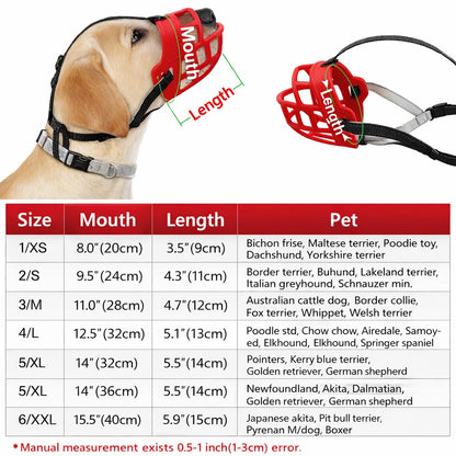 Adjustable Dog Muzzle Silicone Breathable Strong Basket Dogs Mouth Muzzles USA