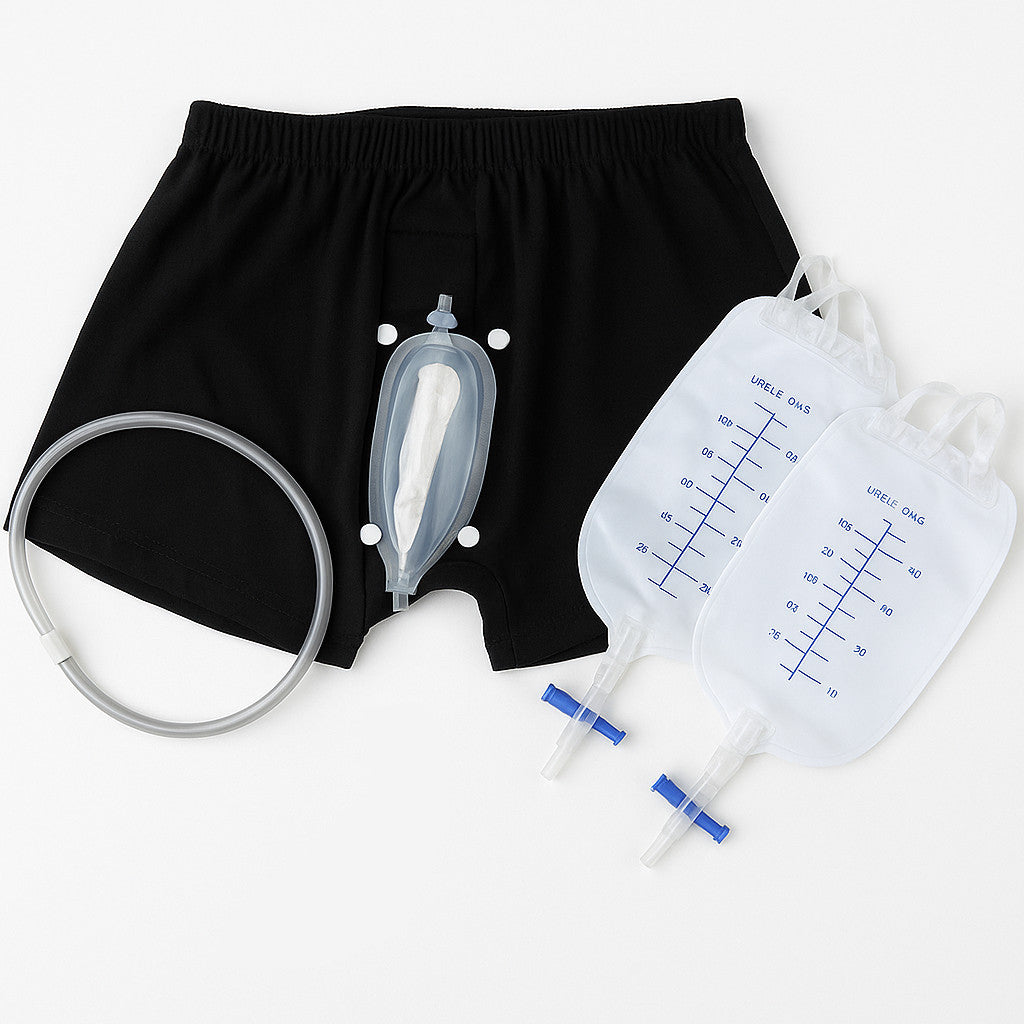 Male Wearable Incontinence Pants Urinal Leg Bag Silicone Urine Funnel Collector