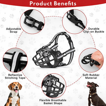 Adjustable Dog Muzzle Silicone Breathable Strong Basket Dogs Mouth Muzzles USA