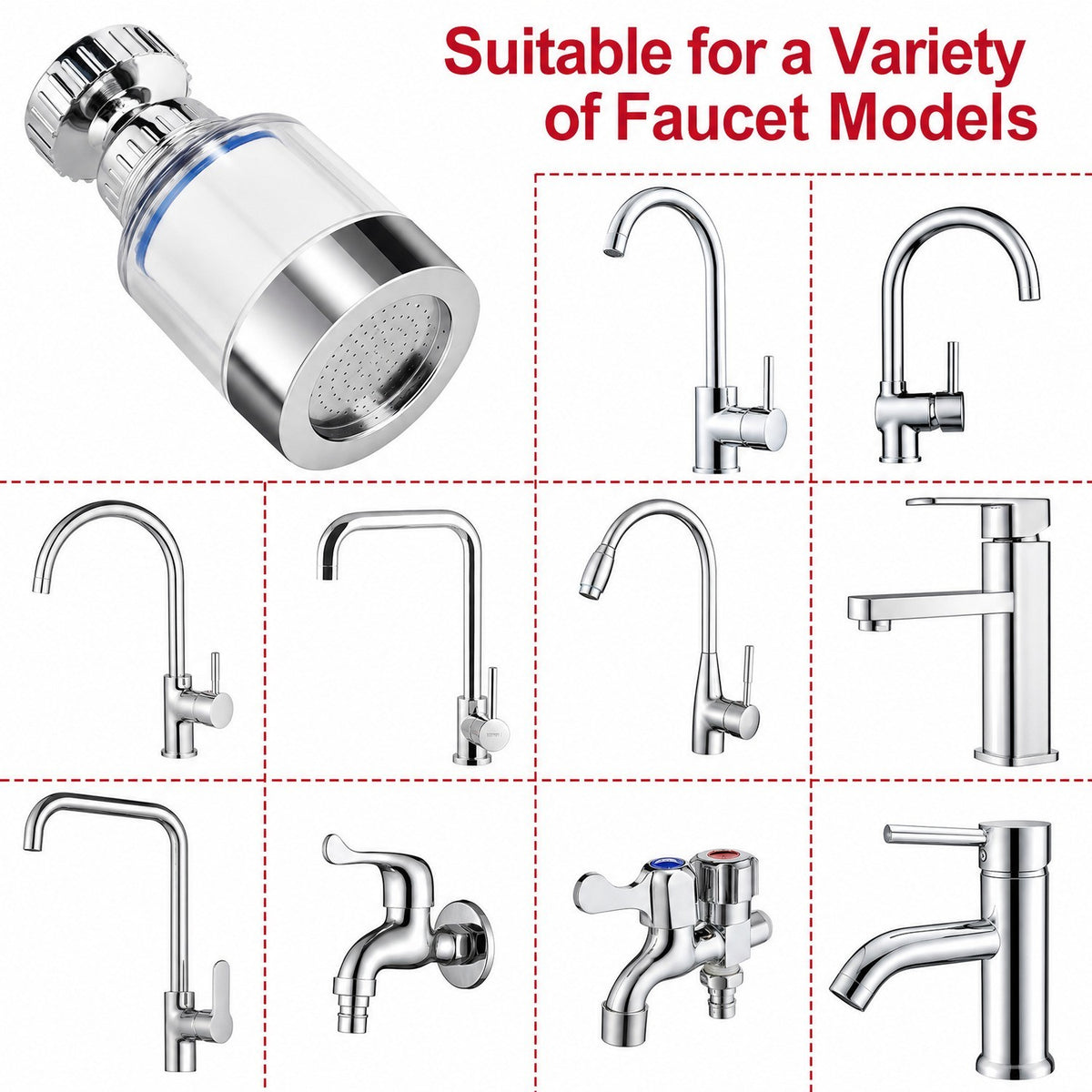 Faucet Water Filter Tap Filtration Kitchen Sink Mount Purifier System 360°Rotate
