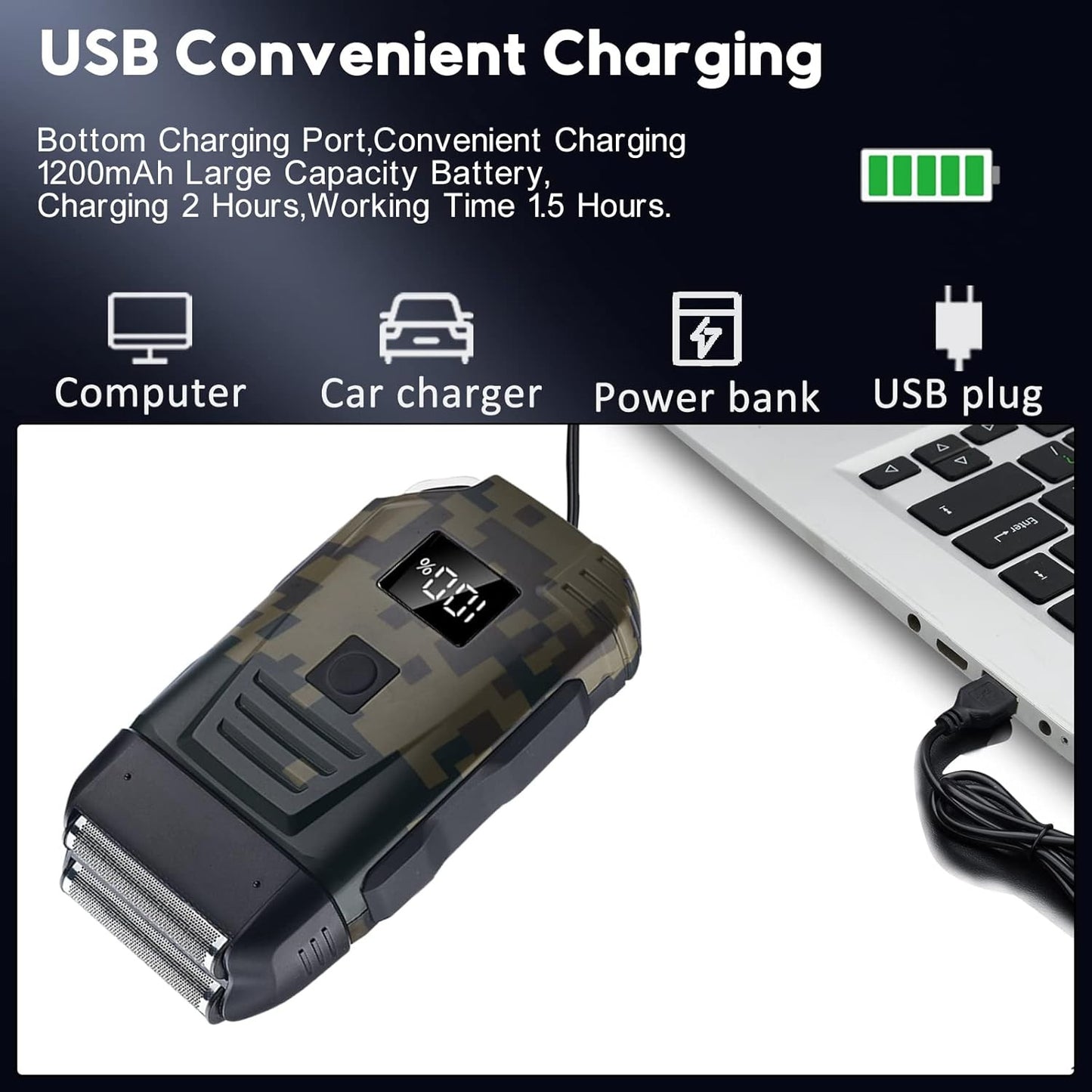 Mens USB Electric Shaver Trimmer Razor Rechargeable Hair Beard Shaving Machine