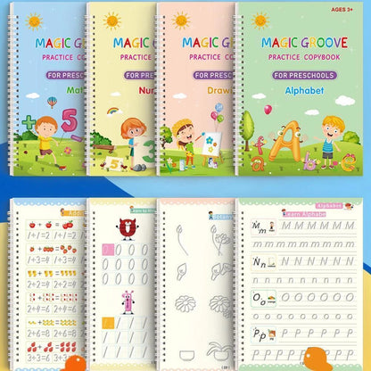 16Pcs Grooved Magic Practice Copybook Set Boys Girls Handwriting Book Practice