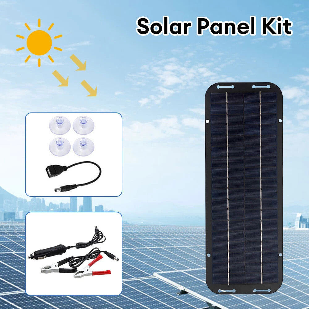 30W Solar Panel 12V Trickle Charger Battery Charger Kit Maintainer Boat Car RV