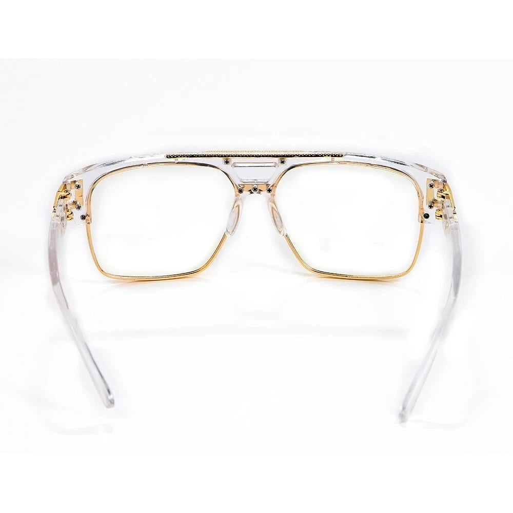 Men's Sunglasses Designer Fashion Square Clear Gold Frame Clear Lens Style W/Box