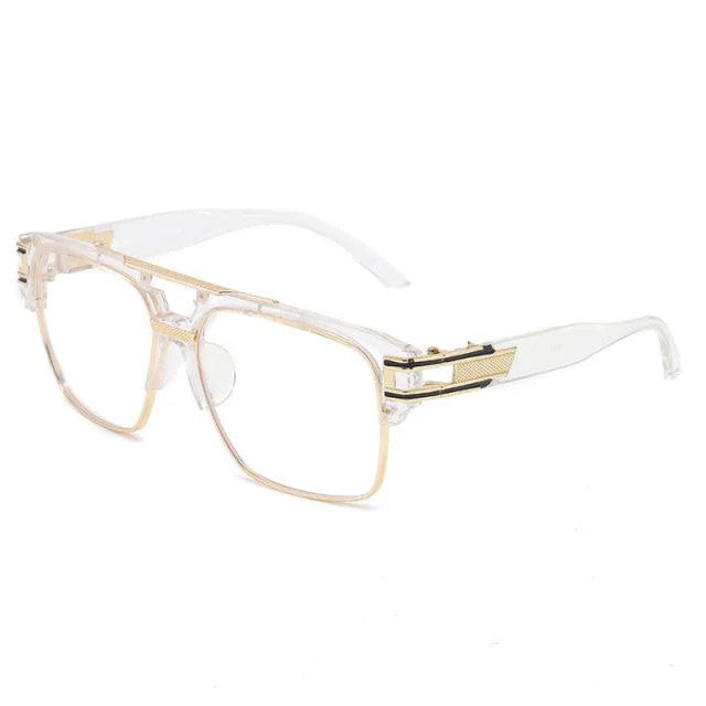 Men's Sunglasses Designer Fashion Square Clear Gold Frame Clear Lens Style W/Box