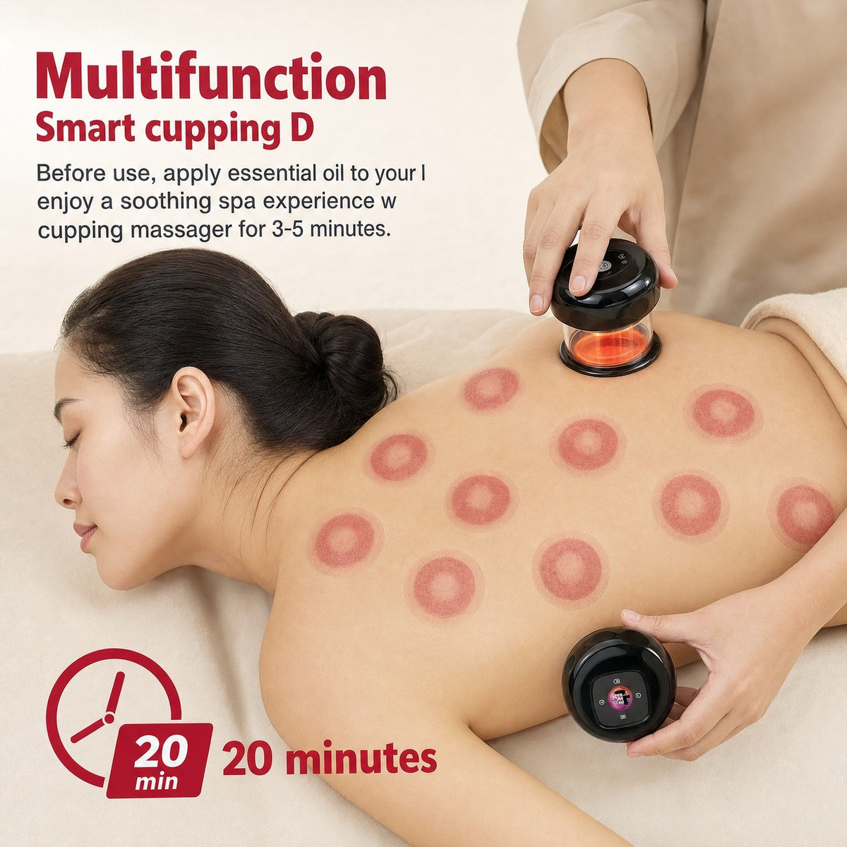 2PC Electric Heating Cupping Therapy Set Gua Sha Anti Cellulite Therapy Massager