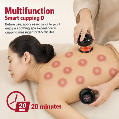 2PC Electric Heating Cupping Therapy Set Gua Sha Anti Cellulite Therapy Massager
