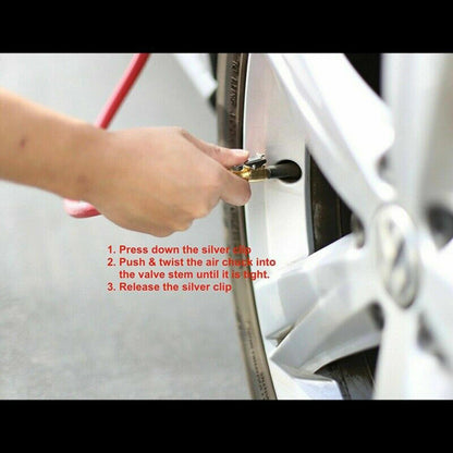 4 x Air Chuck Heavy Duty Open Flow Lock On Tire Chuck W/ Clip for Inflator Gauge