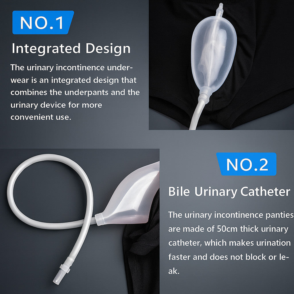 Male Wearable Incontinence Pants Urinal Leg Bag Silicone Urine Funnel Collector