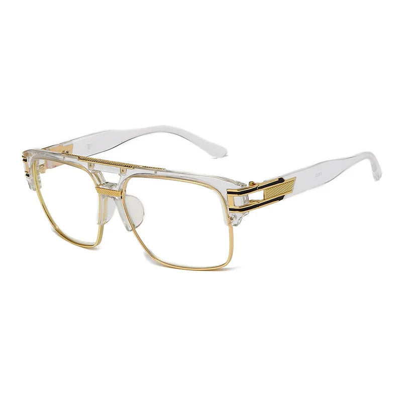 Men's Sunglasses Designer Fashion Square Clear Gold Frame Clear Lens Style W/Box