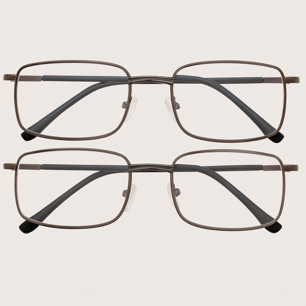 2 PACK Reading Glasses Mens Womens Metal Spring Hinge Square Frame Readers NEW