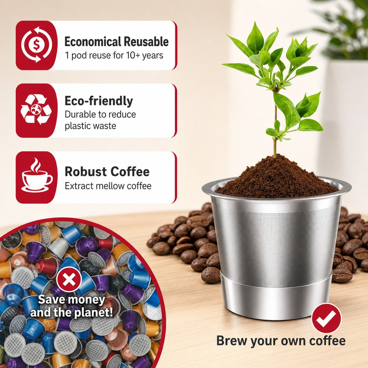 2/4 Pack K Cup Reusable Coffee Pods for Keurig: Stainless Steel Refillable K Cup