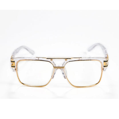 Men's Sunglasses Designer Fashion Square Clear Gold Frame Clear Lens Style W/Box