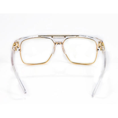 Men's Sunglasses Designer Fashion Square Clear Gold Frame Clear Lens Style W/Box