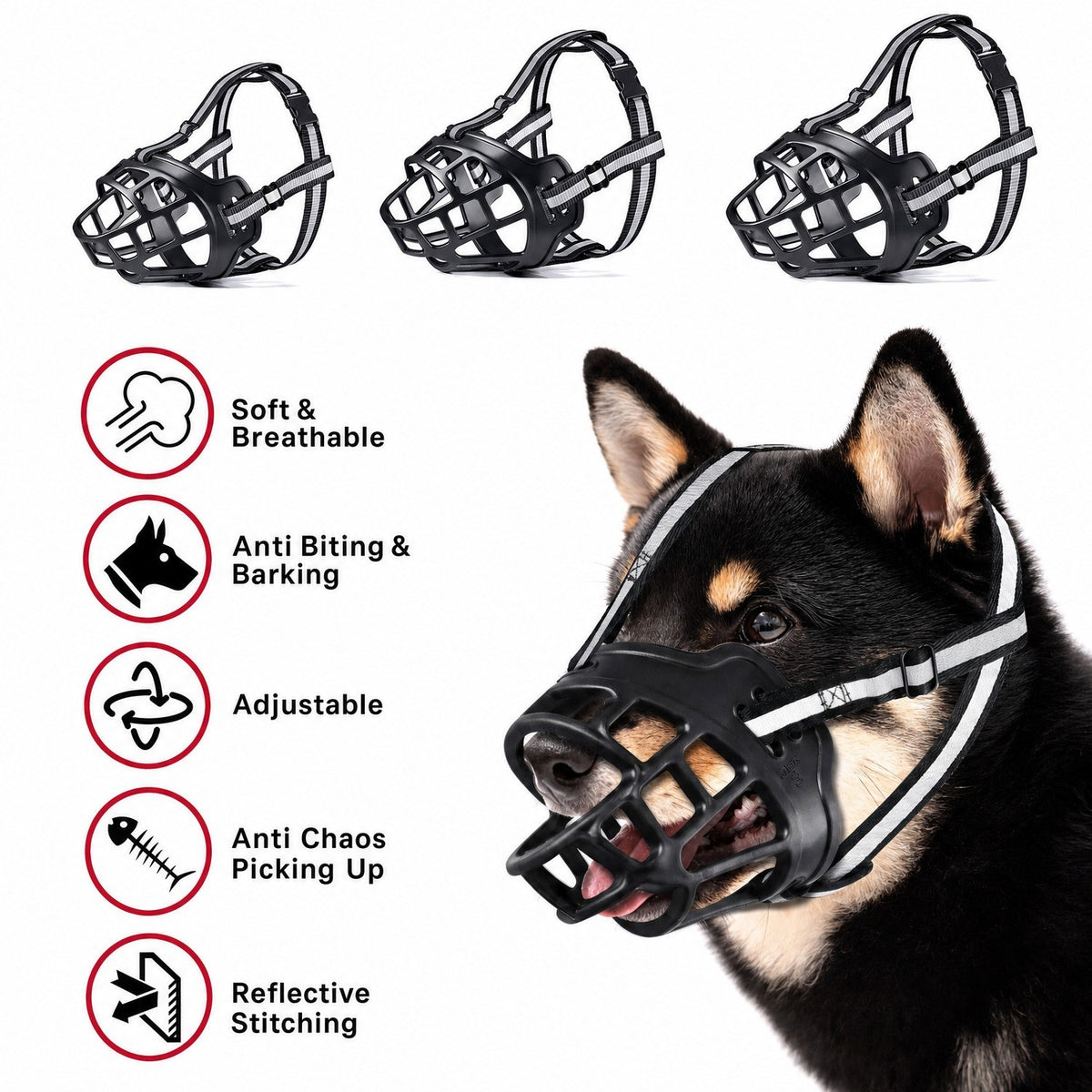 Adjustable Dog Muzzle Silicone Breathable Strong Basket Dogs Mouth Muzzles USA