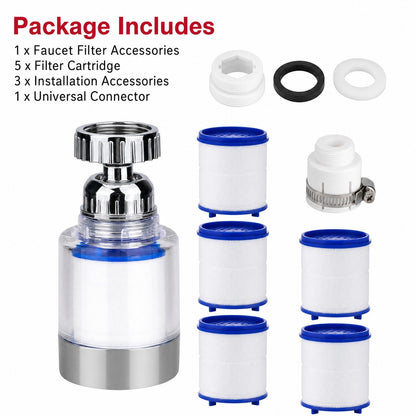 Faucet Water Filter Tap Filtration Kitchen Sink Mount Purifier System 360°Rotate