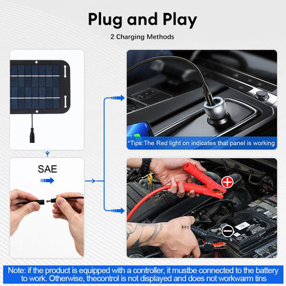 30W Solar Panel 12V Trickle Charger Battery Charger Kit Maintainer Boat Car RV