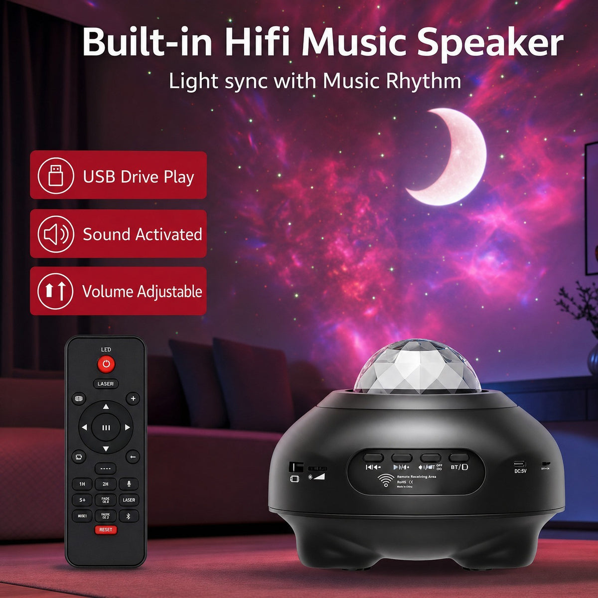 Aurora Projector Galaxy Star Night Light LED Lamp for Bedroom Ceiling Decor
