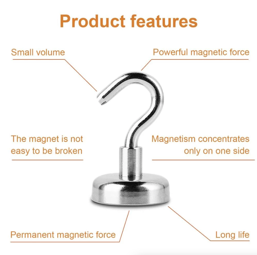 10 Pack Dia Strong Magnetic Hook Hanger N52 Neodymium Clamping Magnet Hooks USA